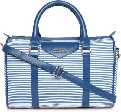 KLEIO Blue Hand-held Bag Striped Faux Leather Satchel Handbag for Women Girls (HO9040KL-RB)(ROYAL BLUE)