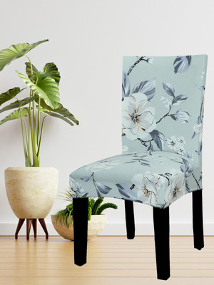 HOUSE OF QUIRK Polyester 1 Seater Chair Floral Cover(Pack of 4 Blue)