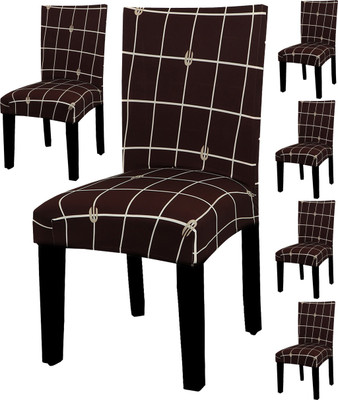 HOUSE OF QUIRK Polyester Abstract 1 Seater Chair Cover(Brown Pack of 6)