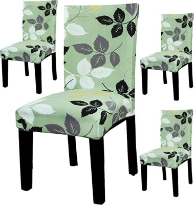 HOUSE OF QUIRK Polyester Floral Chair Cover(Green Pack of 4)