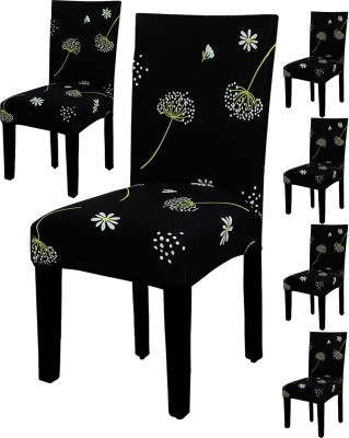 HOUSE OF QUIRK Polyester Abstract Chair Cover(Black Pack of 6)