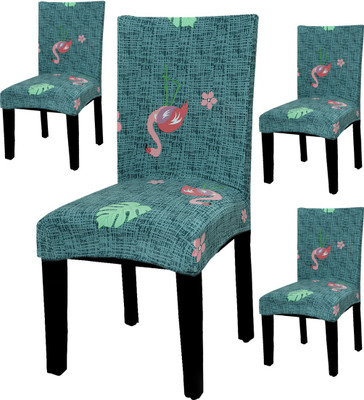 HOUSE OF QUIRK Polyester 1 Seater Chair Floral Cover(Pack of 4 Green)