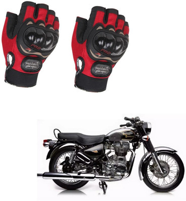 AuTO ADDiCT PROBIKER HALF FINGERED GLOVES RED FOR ROYAL ENFIELD Bullet 350 Riding Gloves(Red)