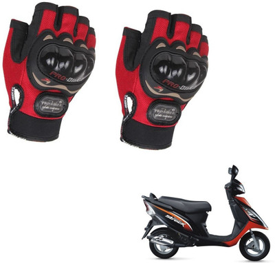 AuTO ADDiCT PROBIKER HALF FINGERED GLOVES RED FOR TVS Streak Riding Gloves(Red)