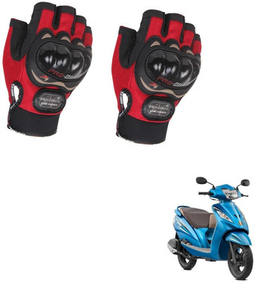 AuTO ADDiCT PROBIKER HALF FINGERED GLOVES RED FOR TVS Wego Riding Gloves(Red)