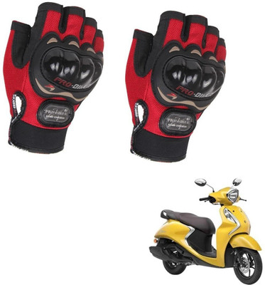 AuTO ADDiCT PROBIKER HALF FINGERED GLOVES RED FOR YAMAHA Fascino Riding Gloves(Red)