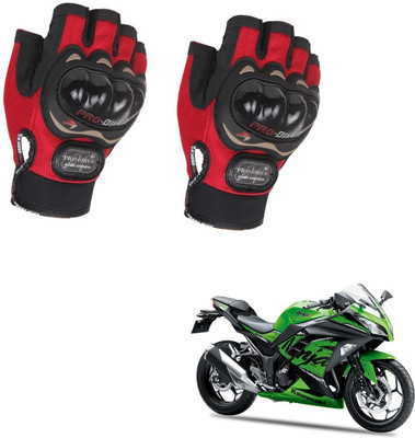 AuTO ADDiCT PROBIKER HALF FINGERED GLOVES RED FOR KAWASAKI NINJA 350 Riding Gloves(Red)
