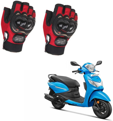 AuTO ADDiCT PROBIKER HALF FINGERED GLOVES RED FOR HERO Pleasure Plus 110 Riding Gloves(Red)