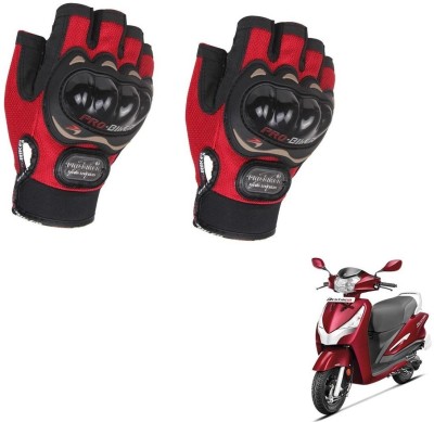 AuTO ADDiCT PROBIKER HALF FINGERED GLOVES RED FOR HERO Destini 125 Riding Gloves(Red)