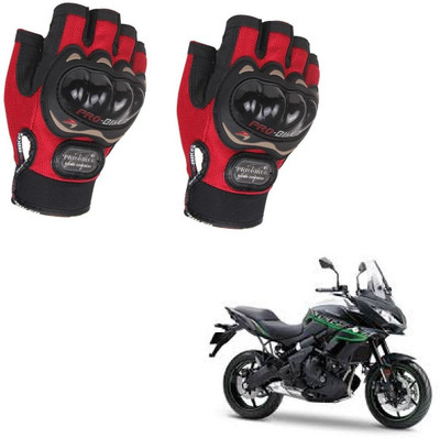AuTO ADDiCT PROBIKER HALF FINGERED GLOVES RED FOR KAWASAKI versys-650 Riding Gloves(Red)