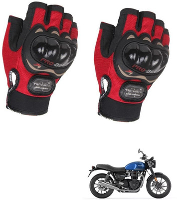 AuTO ADDiCT PROBIKER HALF FINGERED GLOVES RED FOR TRIUMPH Street tein 2021 Riding Gloves(Red)