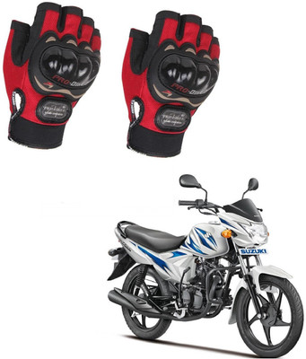 AuTO ADDiCT PROBIKER HALF FINGERED GLOVES RED FOR SUZUKI Hayate Riding Gloves(Red)