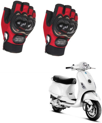 AuTO ADDiCT PROBIKER HALF FINGERED GLOVES RED FOR VESPA LX 125 Riding Gloves(Red)