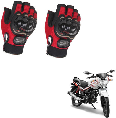 AuTO ADDiCT PROBIKER HALF FINGERED GLOVES RED FOR TVS Star City Plus Riding Gloves(Red)