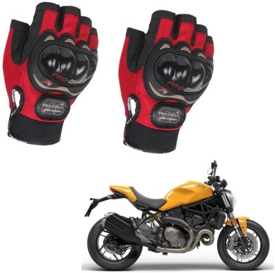 AuTO ADDiCT PROBIKER HALF FINGERED GLOVES RED FOR DUCATI Monster Riding Gloves(Red)