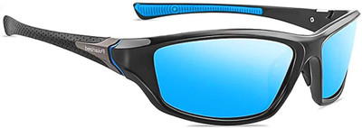 CRYSTAL CART Wrap-around, Sports Sunglasses(For Men & Women, Blue)