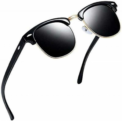sunwear Clubmaster Sunglasses(For Men & Women, Black, Grey)