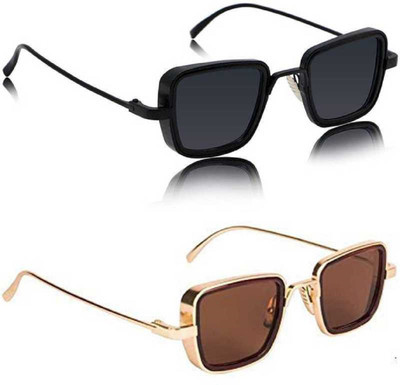 sunwear Rectangular, Sports Sunglasses(For Men & Women, Black, Brown)
