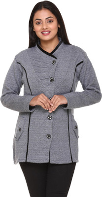 PIPASA WOMEN Self Design V Neck Casual Women Grey Sweater