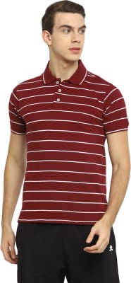 OFF LIMITS Striped Men Polo Neck Maroon T-Shirt