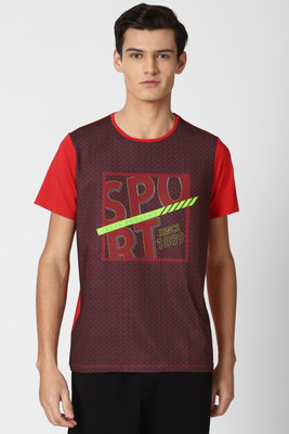 PETER ENGLAND Printed Men Round Neck Red T-Shirt