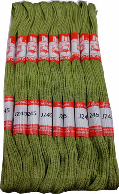 Abn Traders Doli Thread Skeins/ Long Stitched Embroidery Stranded Cotton J245, Green Thread(90 m Pack of25)