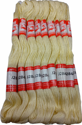 Abn Traders Doli Thread Skeins/ Long Stitched Embroidery Stranded Cotton J2844, Light Yellow Thread(90 m Pack of25)