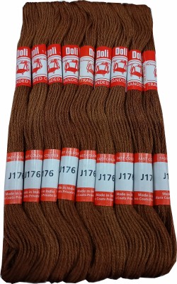 Abn Traders Doli Thread Skeins/ Long Stitched Embroidery Stranded Cotton J176, Brown Thread(90 m Pack of25)