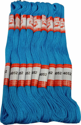 Abn Traders Doli Thread Skeins/ Long Stitched Embroidery Stranded Cotton J4052, Sky Blue Thread(90 m Pack of25)