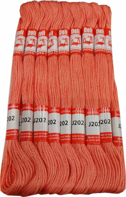 Abn Traders Doli Thread Skeins/ Long Stitched Embroidery Stranded Cotton J202, Orange Thread(90 m Pack of25)