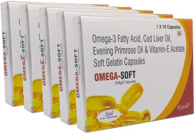 Knoll Omega-Soft omega-3, cod liver, Evening Primrose & Vitamin E Oil softgels(5 x 10 No)