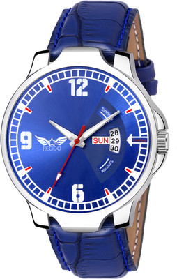 RECIDO RD2951 Day And Date Functioning All Blue Leather Quartz Boys Analog Watch  - For Men