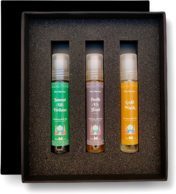 MYSTIQ Perfume Roll-on | Pack of 3 (15ml each) | Eco Series | Gold Musk | Jannatul Firdaus | Oudh-El-Hind Elite | Alcohol Free Concentrated Long Lasting Attar | Fresh & Woody Perfume Combo | Gift Set Herbal Attar(Gold Musk, Jannat ul Firdaus)