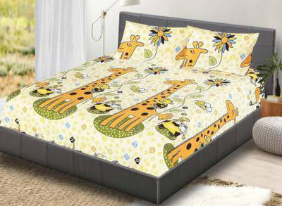 Manish Creation 140 TC Polycotton Double Printed Flat Bedsheet(Pack of 1, Multicolor)