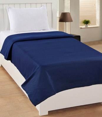 Goyal's Solid Single Fleece Blanket for  AC Room(Polyester, Blue)