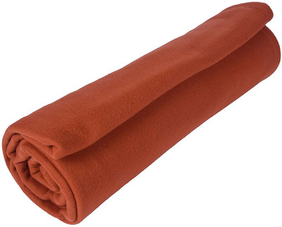 Goyal Fashion Solid Single Fleece Blanket for  AC Room(Polyester, Orange)