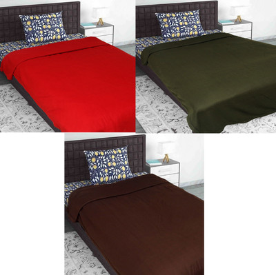 evohome Solid King Fleece Blanket for  Mild Winter(Polyester, Multicolor)