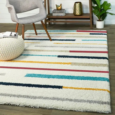SR Handloom Multicolor Polyester Carpet(4 ft,  X 6 ft, Rectangle)
