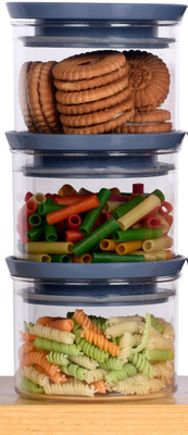 OBISPO Plastic Grocery Container  - 500 ml(Pack of 3, Grey, Clear)