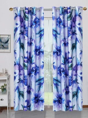 BELLA TRUE 212 cm (7 ft) Polyester Semi Transparent Door Curtain (Pack Of 2)(Abstract, Multicolor)