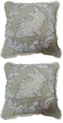 INERTIA Cotton Cushions Cover(Pack of 2, 35 cm*35 cm, Beige)