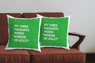 curiohh Text Print Cushions & Pillows Cover(Pack of 2, 30 cm*30 cm, Green)