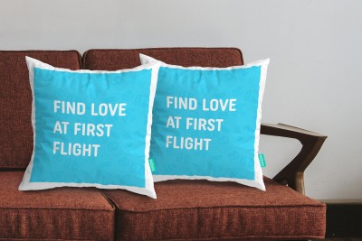 curiohh Text Print Cushions & Pillows Cover(Pack of 2, 30 cm*30 cm, Light Blue)