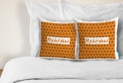 curiohh Polyester Cushions & Pillows Cover(Pack of 2, 30 cm*30 cm, Orange, White)