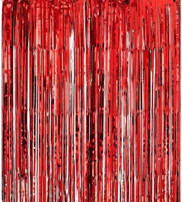Hippity Hop Red Red Foil Curtain, 3ft x 6ft Photo Backdrop for Birthday Party