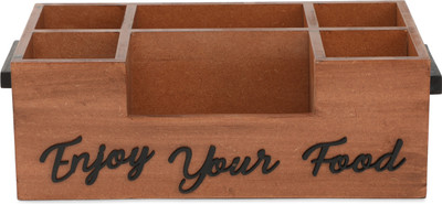 Anantam homes 6 Compartments Wooden Pen Pencil Caddy Desk Holder(Brown)