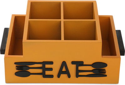 Anantam homes 6 Compartments Wooden Caddy Desk Holder/Organizer(Mustard)