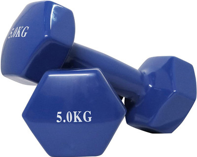 HACKERX Vinyl Dumbbells 5Kgx2PCS for Men and Women Color May Vary Fixed Weight Dumbbell(10 kg)