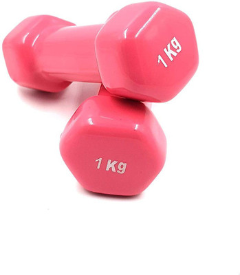 HACKERX Vinyl Dumbbells 1Kgx2PCS for Men and Women Color May Vary Fixed Weight Dumbbell(2 kg)