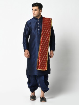 DEYANN Men Kurta Dhoti Dupatta Set